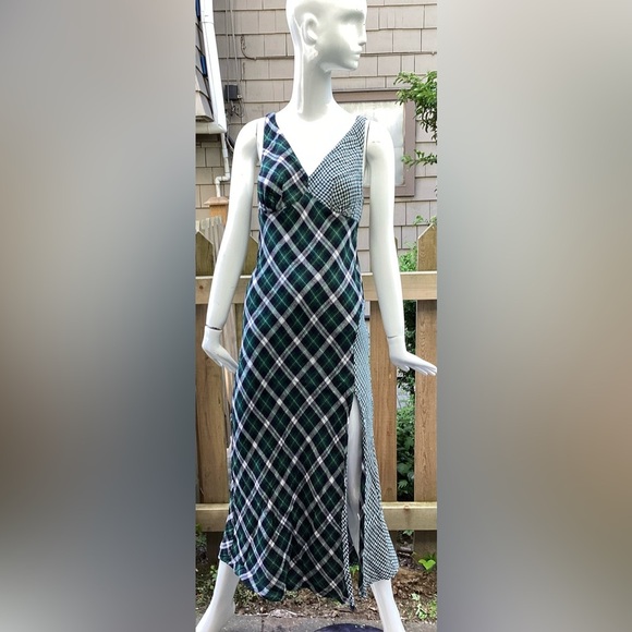 Avec Les Filles Dresses & Skirts - Avec Les filles long sleeveless green plaid and check dress. Small, Cotton Blend